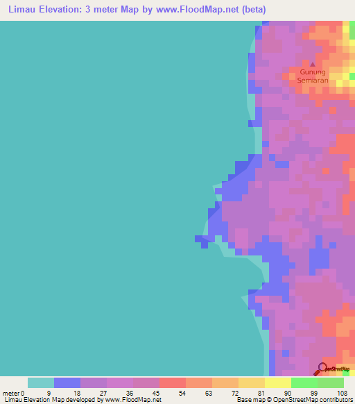 Limau,Indonesia Elevation Map