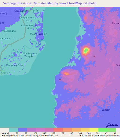 Sembega,Indonesia Elevation Map