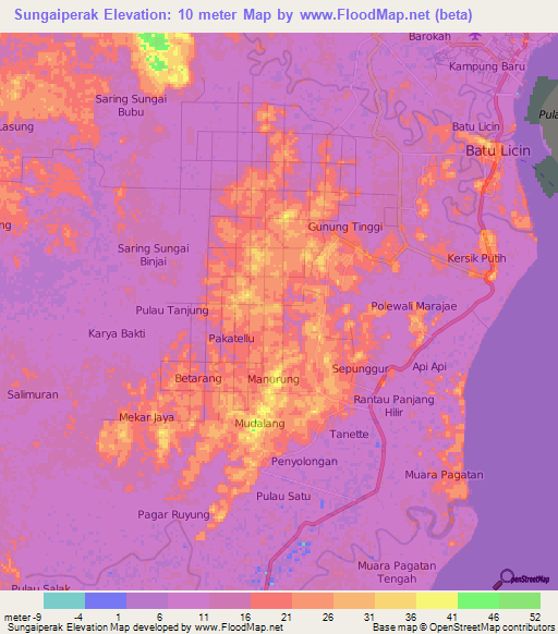 Sungaiperak,Indonesia Elevation Map
