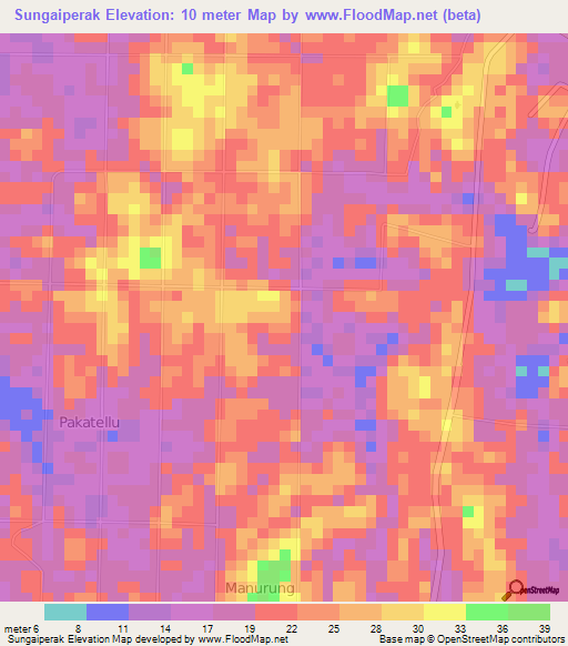 Sungaiperak,Indonesia Elevation Map