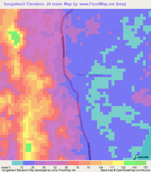 Sungaikecil,Indonesia Elevation Map
