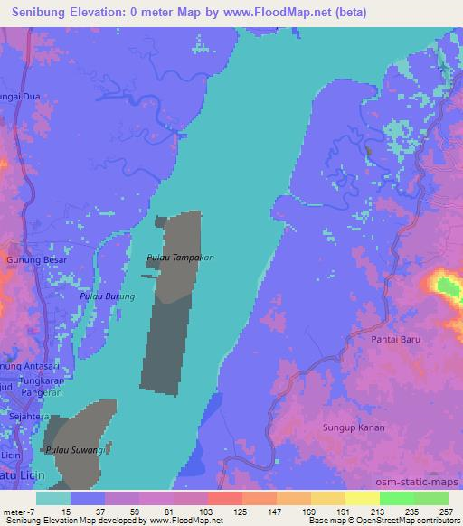Senibung,Indonesia Elevation Map