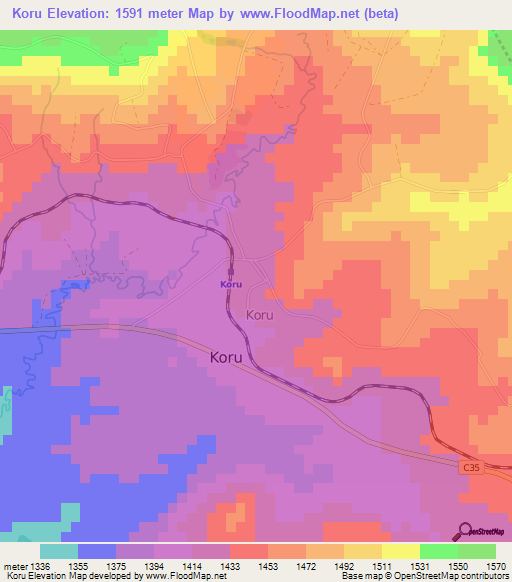 Koru,Kenya Elevation Map