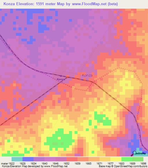 Konza,Kenya Elevation Map