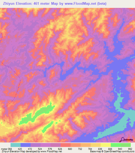 Zhiyun,China Elevation Map