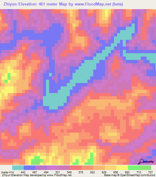 Zhiyun,China Elevation Map