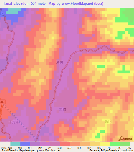 Tanxi,China Elevation Map