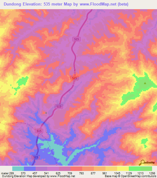 Dundong,China Elevation Map
