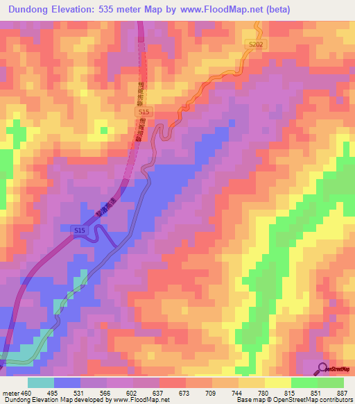 Dundong,China Elevation Map