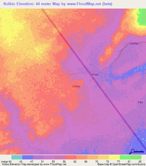 Kolbio,Kenya Elevation Map