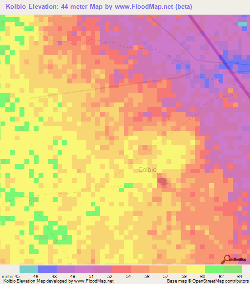 Kolbio,Kenya Elevation Map