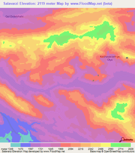 Salavarzi,Iran Elevation Map