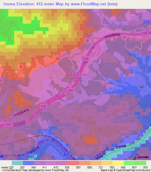Inuma,Japan Elevation Map