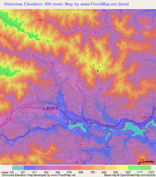 Shimoiwa,Japan Elevation Map