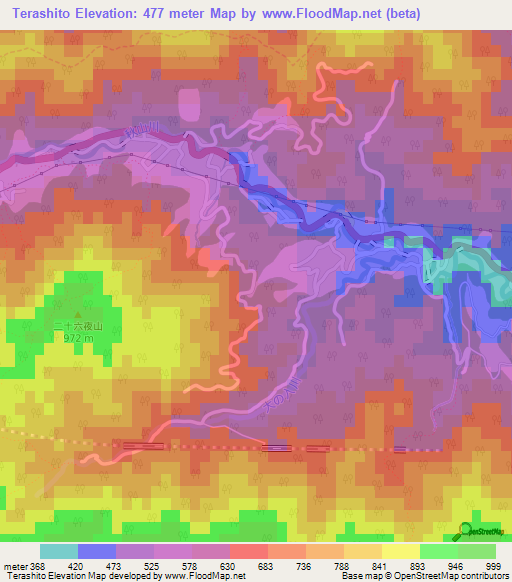 Terashito,Japan Elevation Map