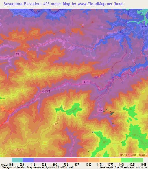 Sasaguma,Japan Elevation Map