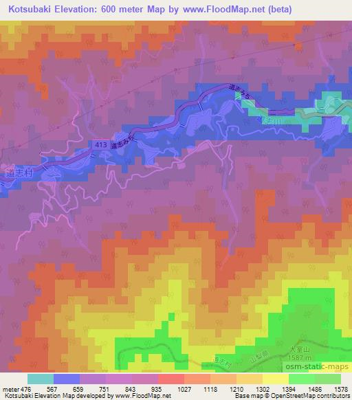 Kotsubaki,Japan Elevation Map