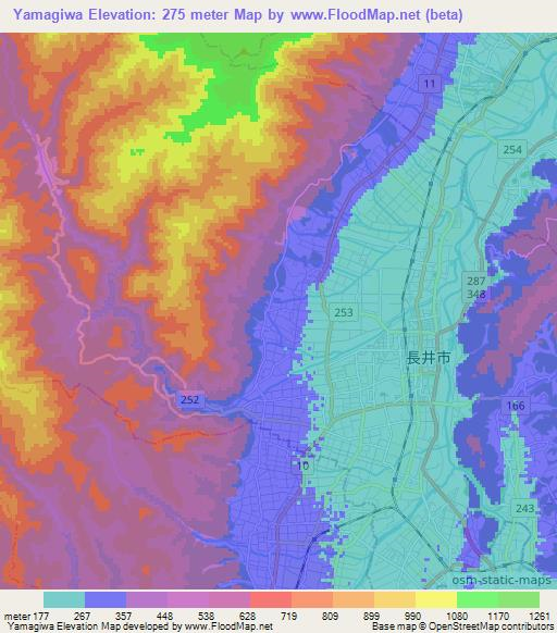 Yamagiwa,Japan Elevation Map