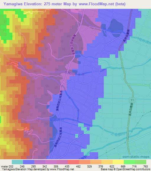 Yamagiwa,Japan Elevation Map