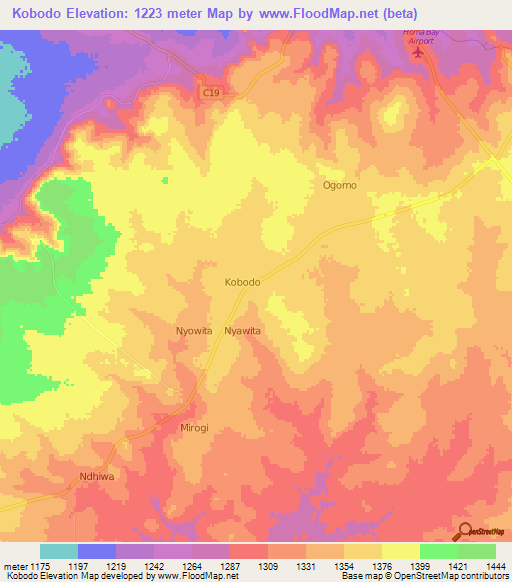 Kobodo,Kenya Elevation Map