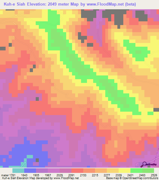 Kuh-e Siah,Iran Elevation Map