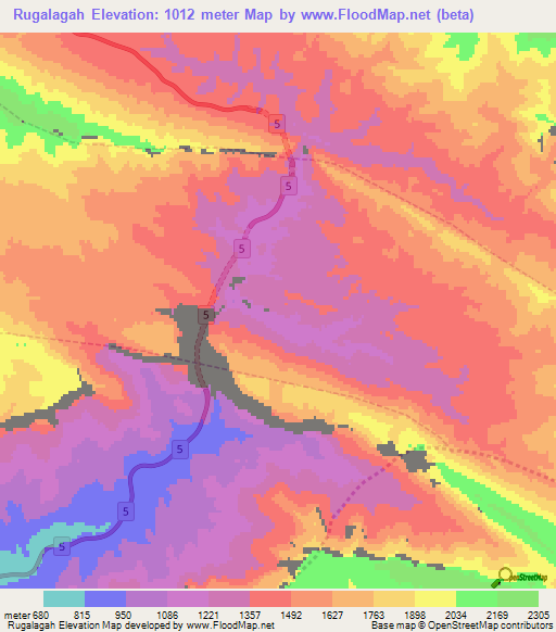 Rugalagah,Iran Elevation Map