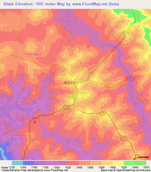 Kitale,Kenya Elevation Map