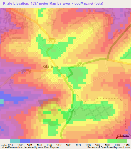 Kitale,Kenya Elevation Map