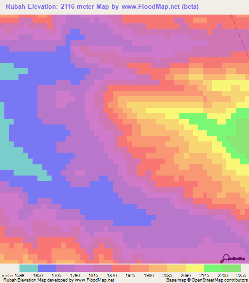 Rubah,Iran Elevation Map
