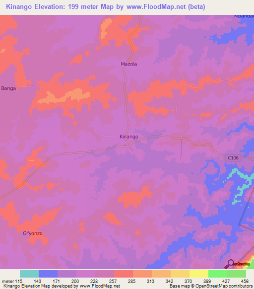 Kinango,Kenya Elevation Map