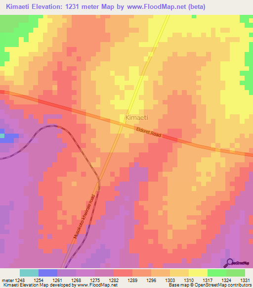Kimaeti,Kenya Elevation Map