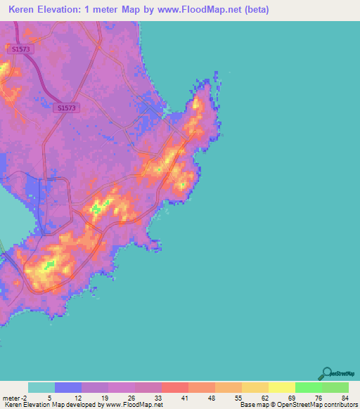 Keren,China Elevation Map