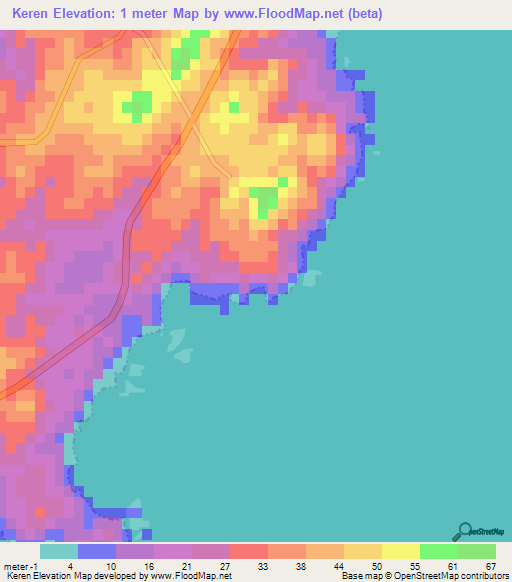 Keren,China Elevation Map