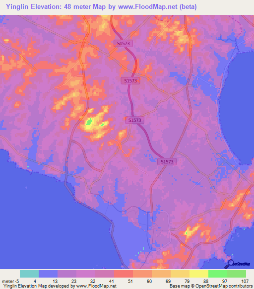 Yinglin,China Elevation Map