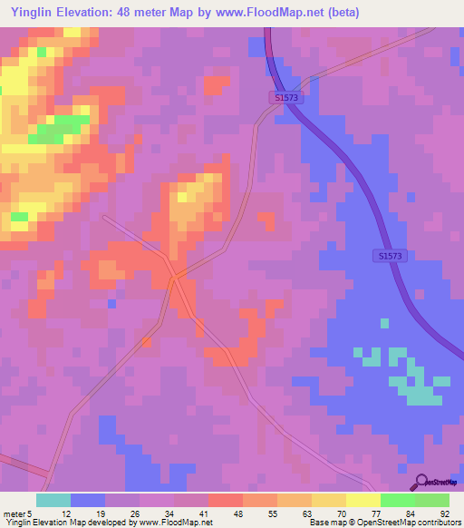 Yinglin,China Elevation Map