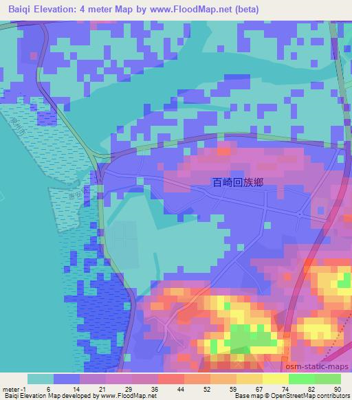 Baiqi,China Elevation Map