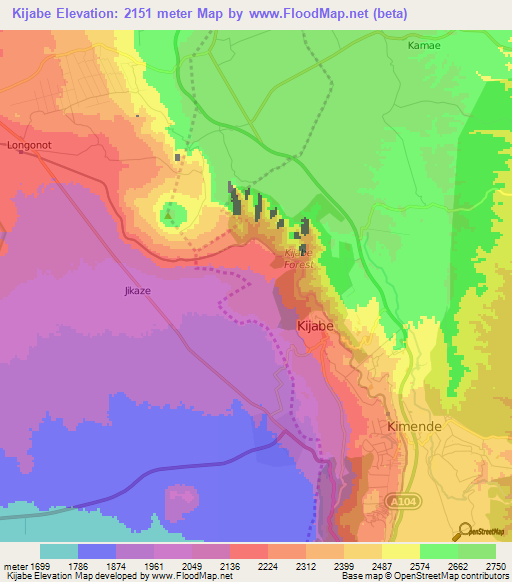Kijabe,Kenya Elevation Map