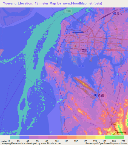 Yueyang,China Elevation Map