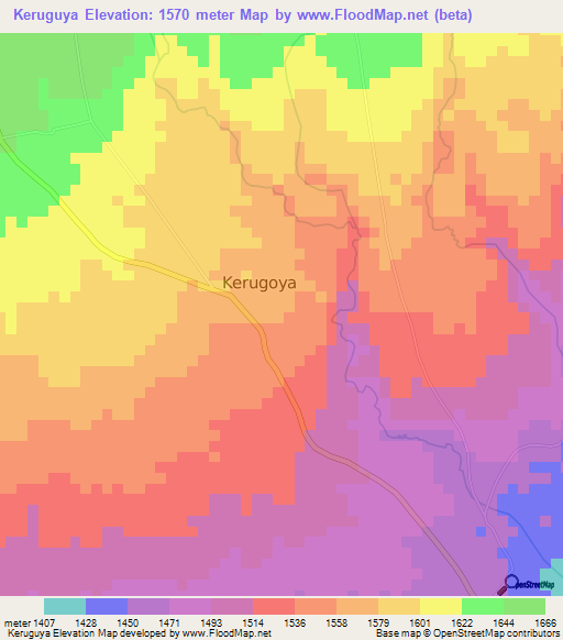 Keruguya,Kenya Elevation Map