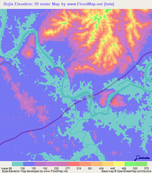 Bojia,China Elevation Map