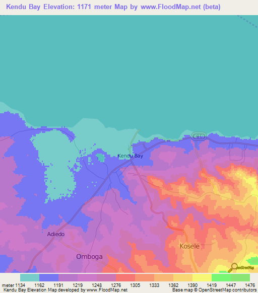 Kendu Bay,Kenya Elevation Map