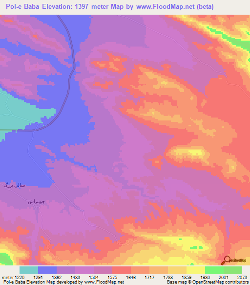 Pol-e Baba,Iran Elevation Map