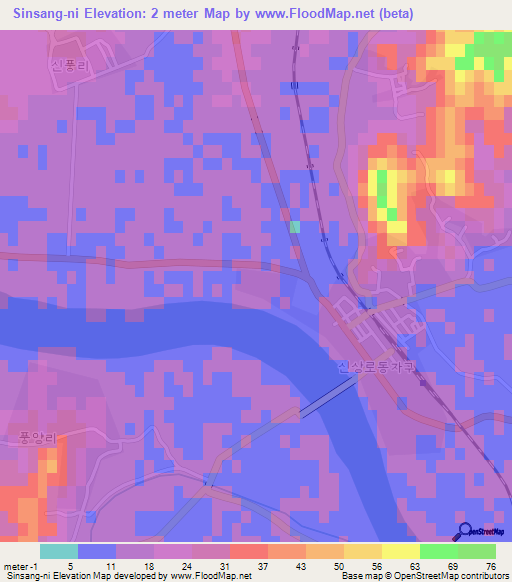 Sinsang-ni,North Korea Elevation Map