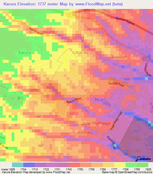Karura,Kenya Elevation Map