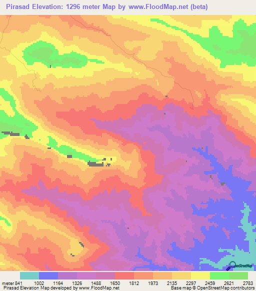 Pirasad,Iran Elevation Map