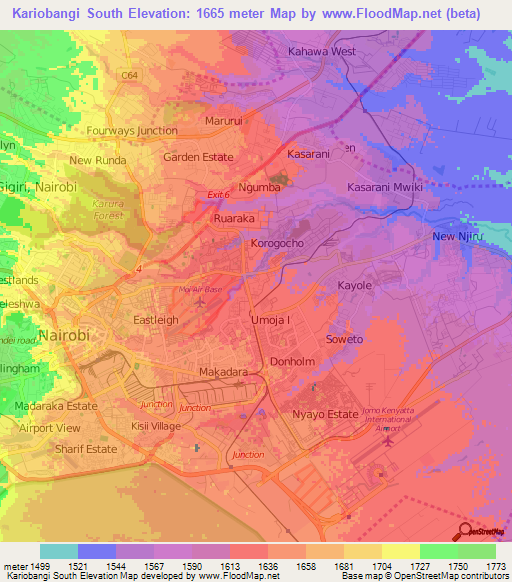 Kariobangi South,Kenya Elevation Map