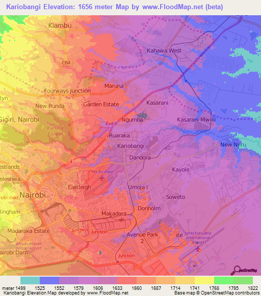 Kariobangi,Kenya Elevation Map