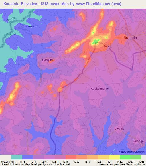 Karadolo,Kenya Elevation Map