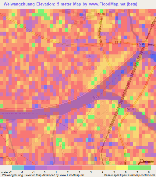 Weiwangzhuang,China Elevation Map