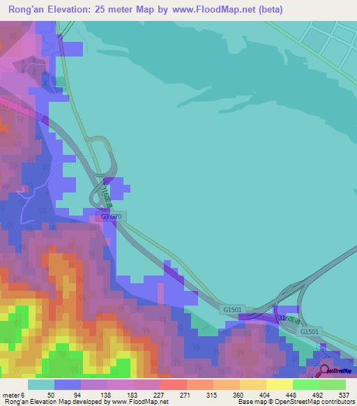 Rong'an,China Elevation Map